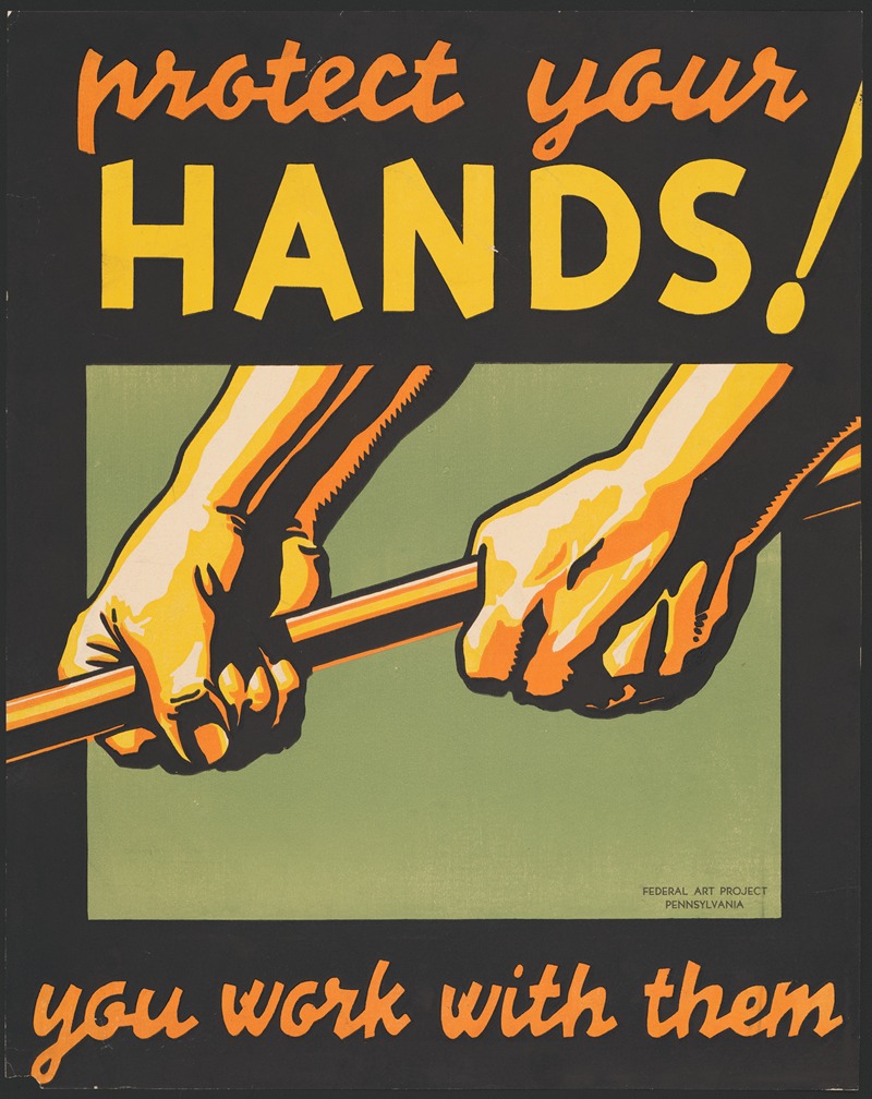 Protect your hands! You work with them. by Robert Muchley, 1936 — digital art print download