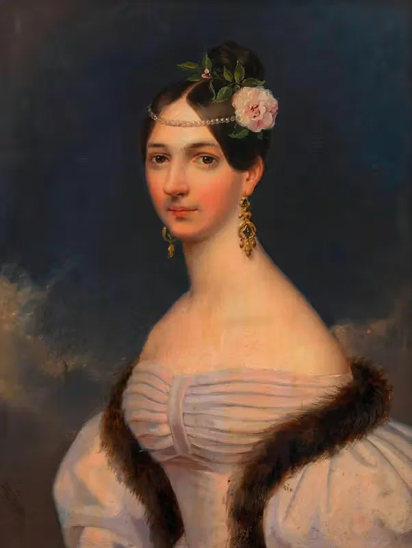 Unbekannte Dame in lila Kleid — Leopold Fertbauer