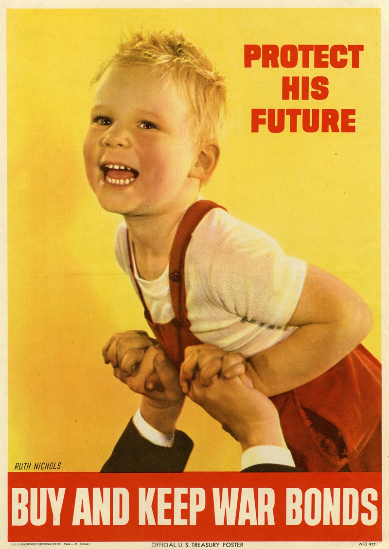 Protect his future. Buy and keep war bonds by Ruth Alexander Nichols, 1944 — digital art print download
