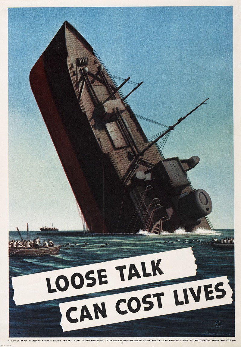 Loose talk can cost lives by Stevan Dohanos, 1942 — digital art print download