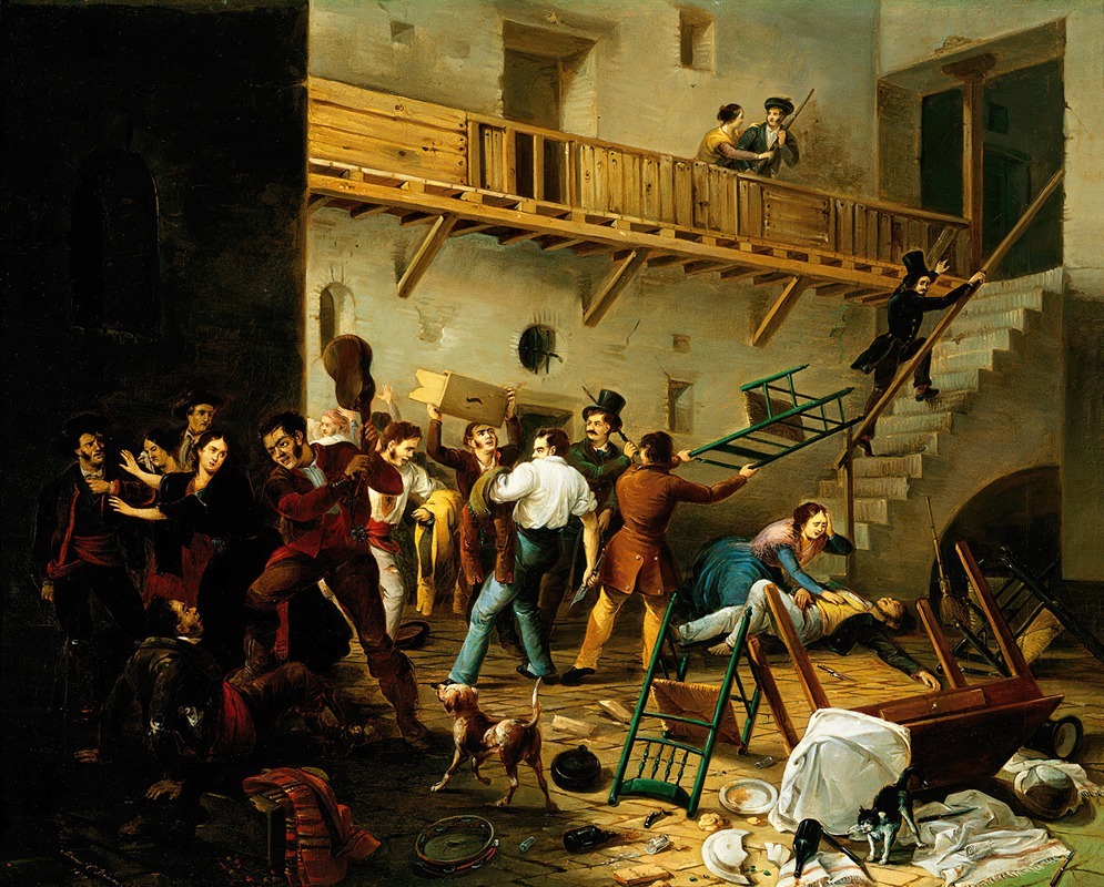 The Brawl by Manuel Cabral Aguado Bejarano, 1850 — digital art print download