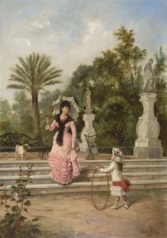 Playing in the Park by Manuel Cabral Aguado Bejarano, c. 1845 — digital art print download