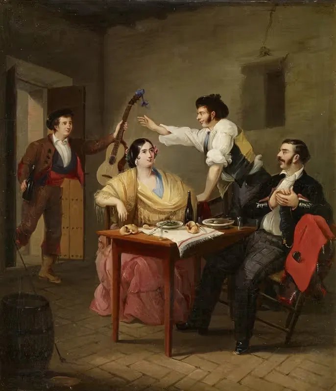 Пение за столом by Мануэль Кабрал Агуадо Бехарано, c. 1855 — digital art print download