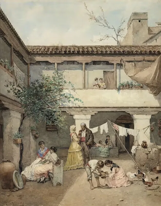 Дворик в Севилье by Мануэль Уссель де Гимбарда, 1881 — digital art print download