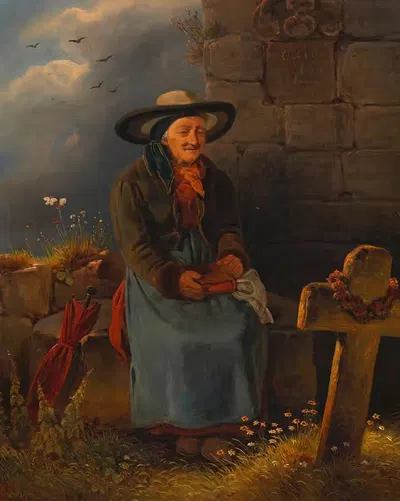 На кладбище by Мельхиор Фритш, 1851 — digital art print download