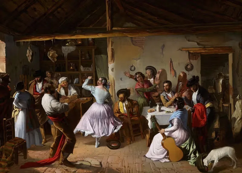 Танец в сельском трактире by Рафаэль Бенхумея, 1850 — digital art print download