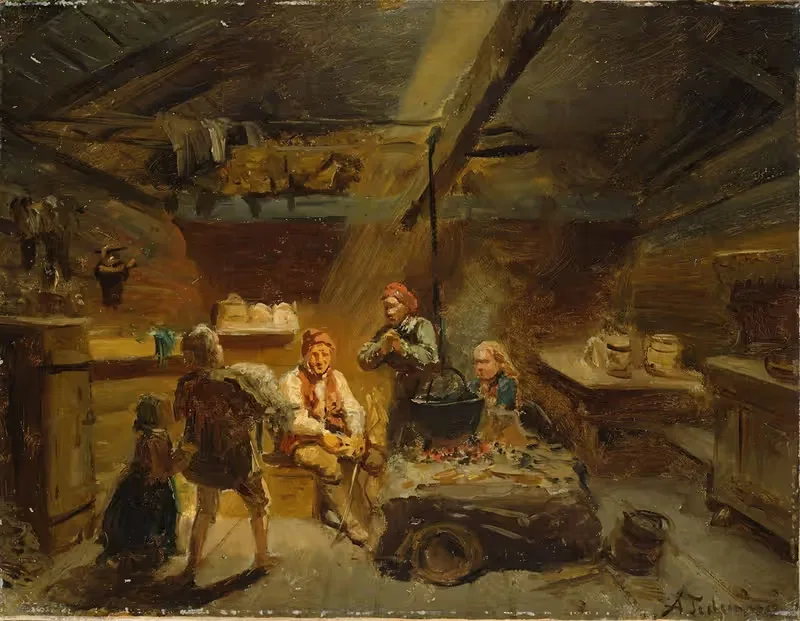 Мальчик, приносящий домой больного ягнёнка by Адольф Тидеманд, 1864 — digital art print download