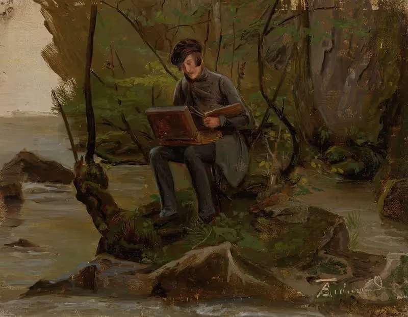 A Painter at his Paint Box by Adolph Tidemand, 1837 — digital art print download