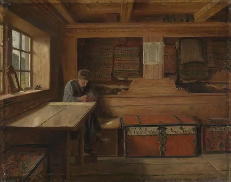 Old Storeroom in Vikøy by Adolph Tidemand, 1867 — digital art print download