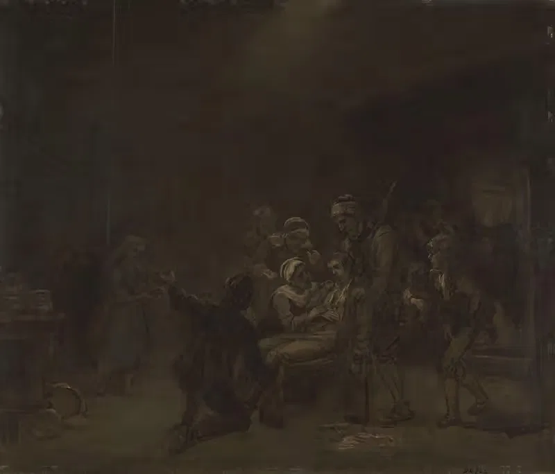 Sketch for The Return of the Bear Hunter — Adolph Tidemand