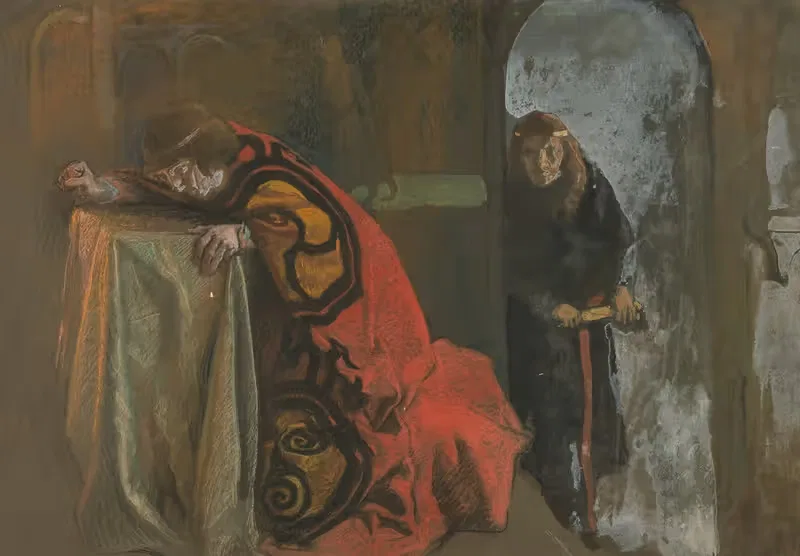 Hamlet; 'Now might I do it,' Act III, Scene 3, Hamlet — Edwin Austin Abbey