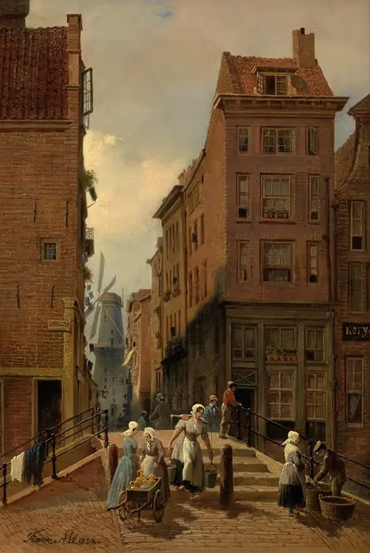 Straße in Amsterdam by Franz Alt, 1854 — digital art print download