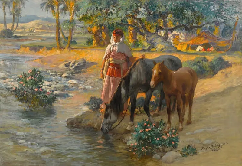 Поение лошадей by Фредерик Артур Бриджман, 1921 — digital art print download