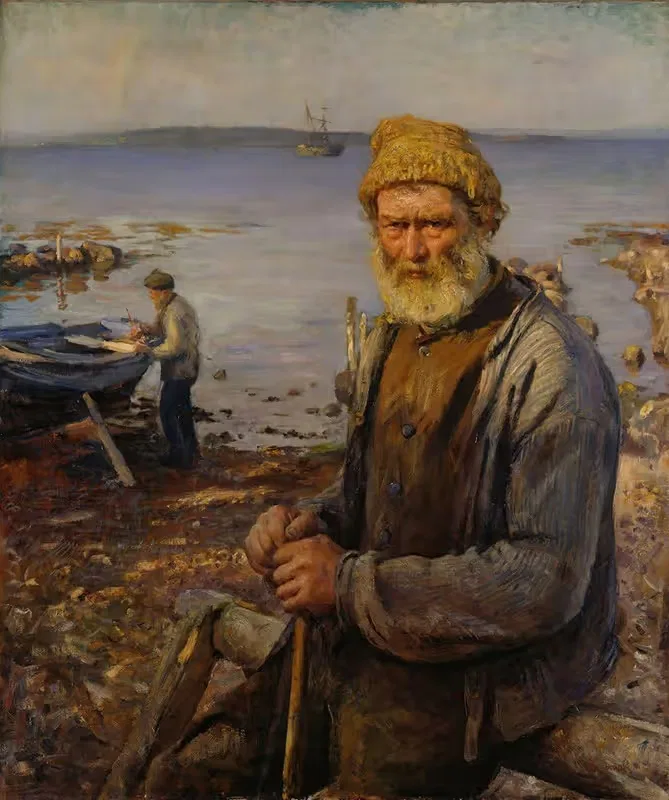 Старый рыбак by Ханс Хейердал, 1891 — digital art print download