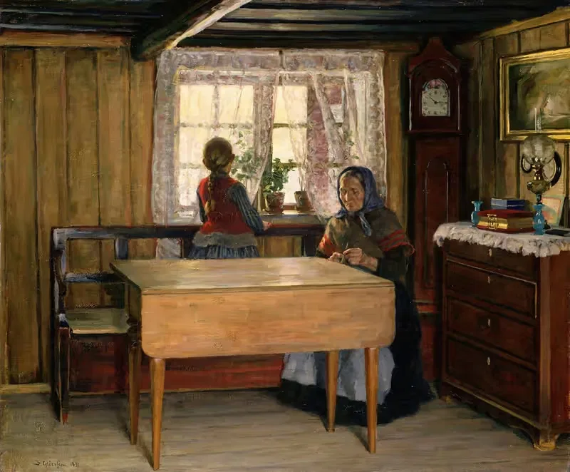 Визит к бабушке by Якоб Глёрсен, 1891 — digital art print download