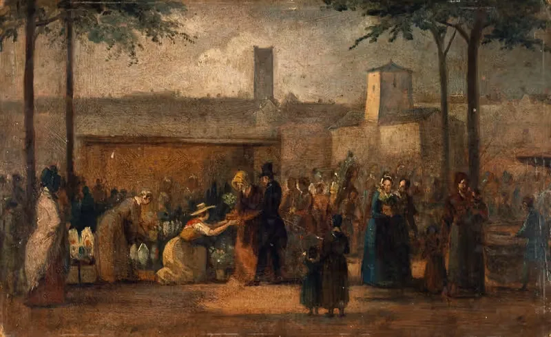Le Marché aux fleurs by Jean-François Demay, 1839 — digital art print download