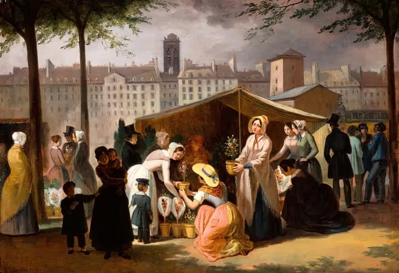 Le Marché aux fleurs by Jean-François Demay, 1839 — digital art print download