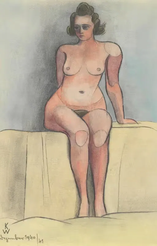 Сидящая женская натура by Карл Винер, 1940 — digital art print download
