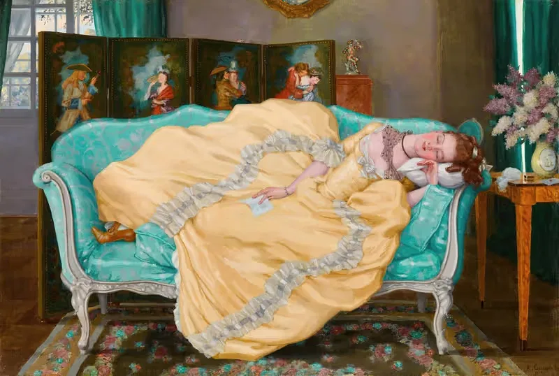 Спящая дама в комнате by Константин Андреевич Сомов, 1919 — digital art print download