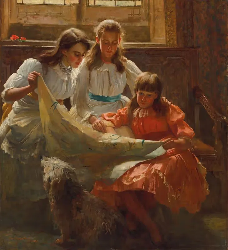 Урок чтения by Артур Треветин Ноуэлл, 1887 — digital art print download