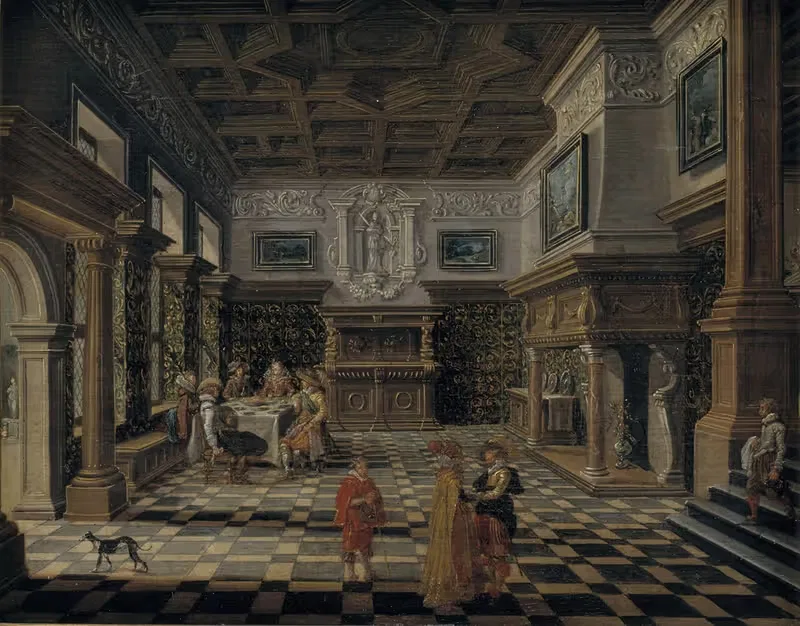 Роскошный ренессансный интерьер с банкетом by Бартоломеус ван Бассен, 1605 – 1652 — digital art print download