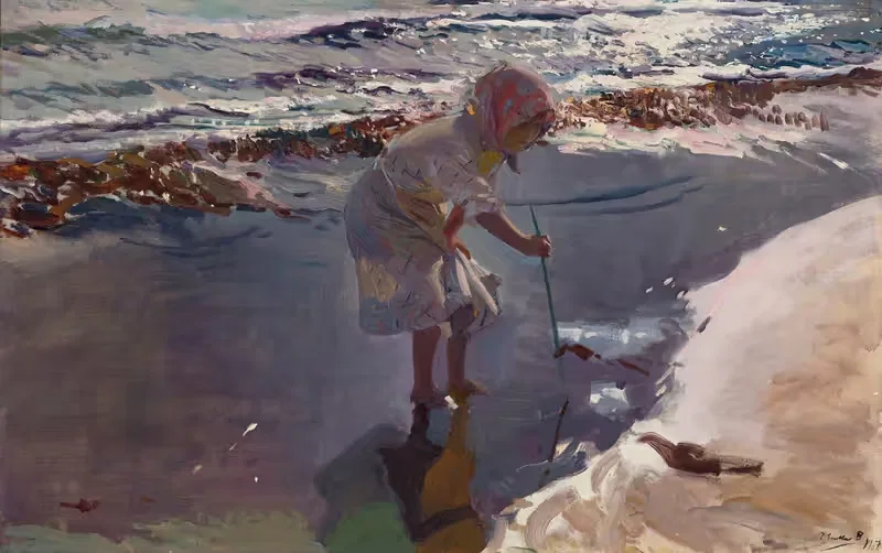 Ищем морепродукты, пляж Валенсии by Хоакин Соролья, 1907 — digital art print download
