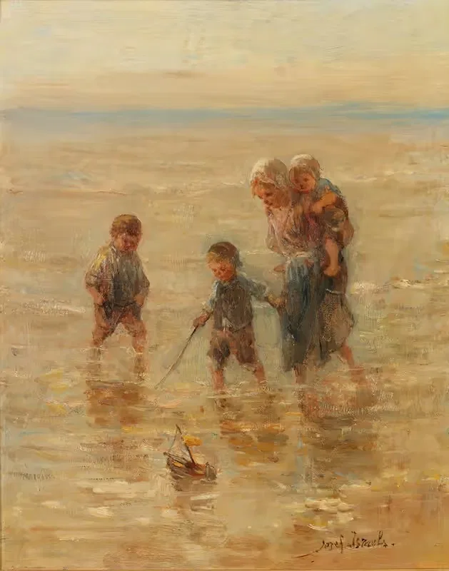 Дети, играющие в прибое by Йозеф Исраэльс — digital art print download
