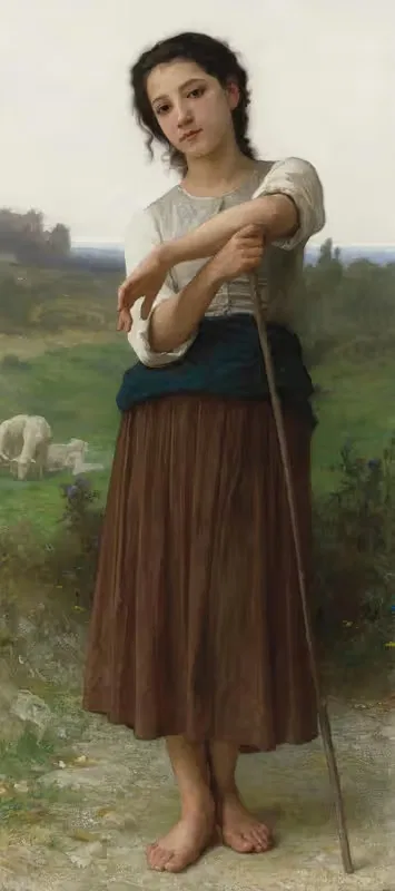 Молодая пастушка стоя by Уильям Бугеро, 1887 — digital art print download