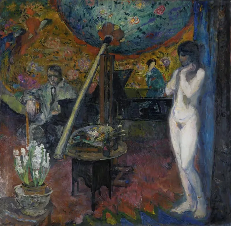 Автопортрет в мастерской by Бернхард Фолькестад, 1918 — digital art print download