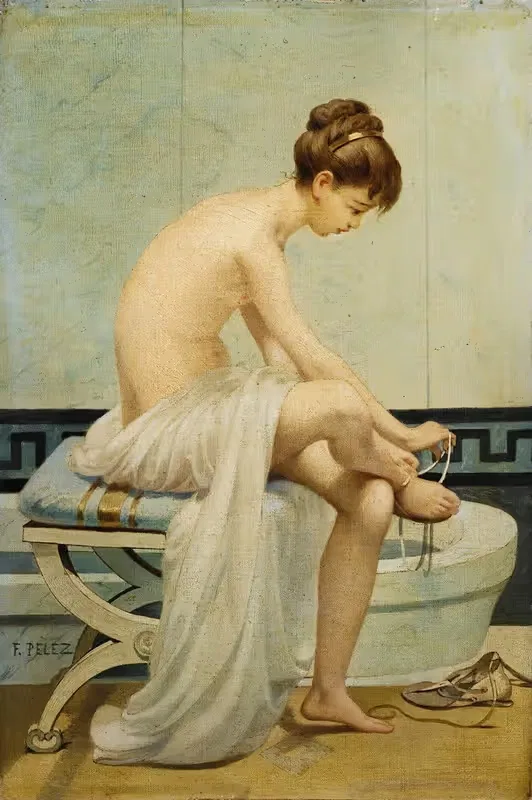 Before the bath, young roman girl — Fernand Pelez