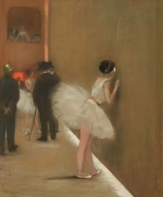 Behind the curtain at the ballet — Henri Gervex