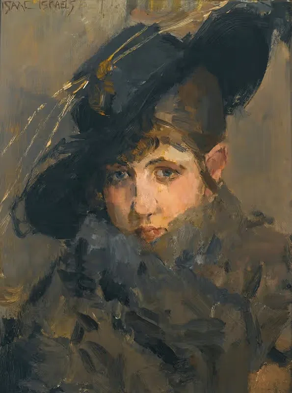 A lady in a hat with a fur collar — Isaac Israëls
