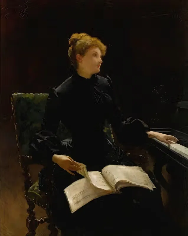 Урок игры на пианино by Луи Трибуа, 1884 — digital art print download