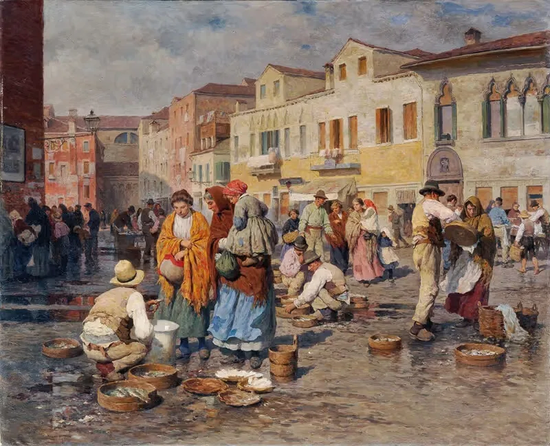 Рыбный рынок в Венеции by Карл Фейертак, 1944 — digital art print download