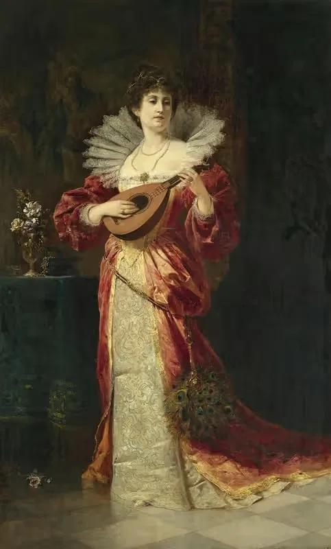 Дама с лютней by Фердинанд Вагнер младший, 1877 — digital art print download