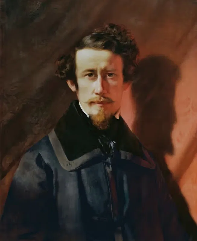 Selbstporträt vor rotem Grund — Franz Eybl