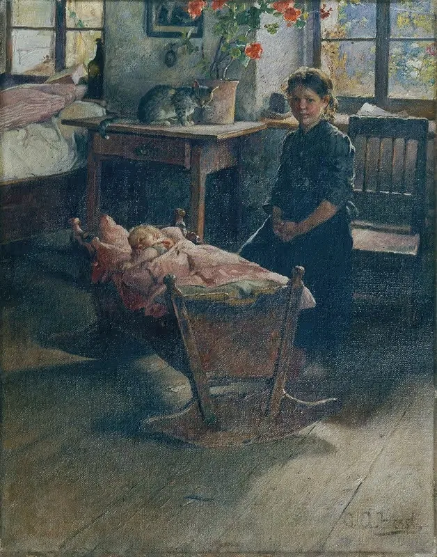 У колыбели by Густав Август Хессль — digital art print download
