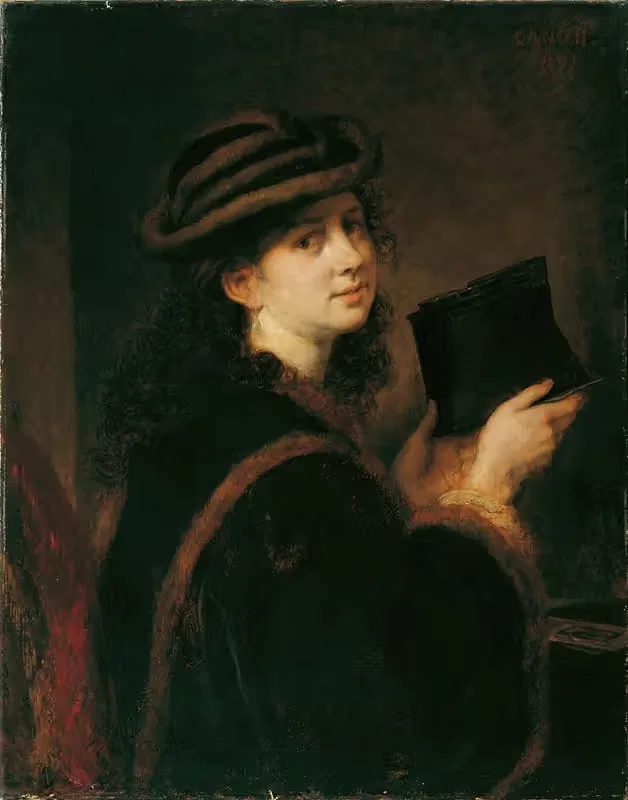 Mädchen mit Stereoskop by Hans Canon, 1871 — digital art print download