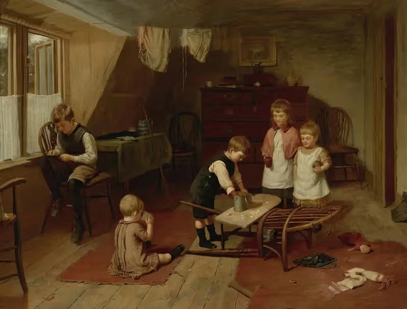 Дети играют by Гарри Брукер, 1888 — digital art print download