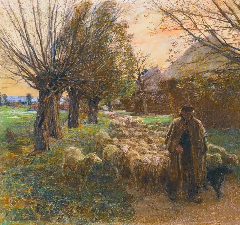 Le berger et son troupeau, le soir — Léon Augustin Lhermitte