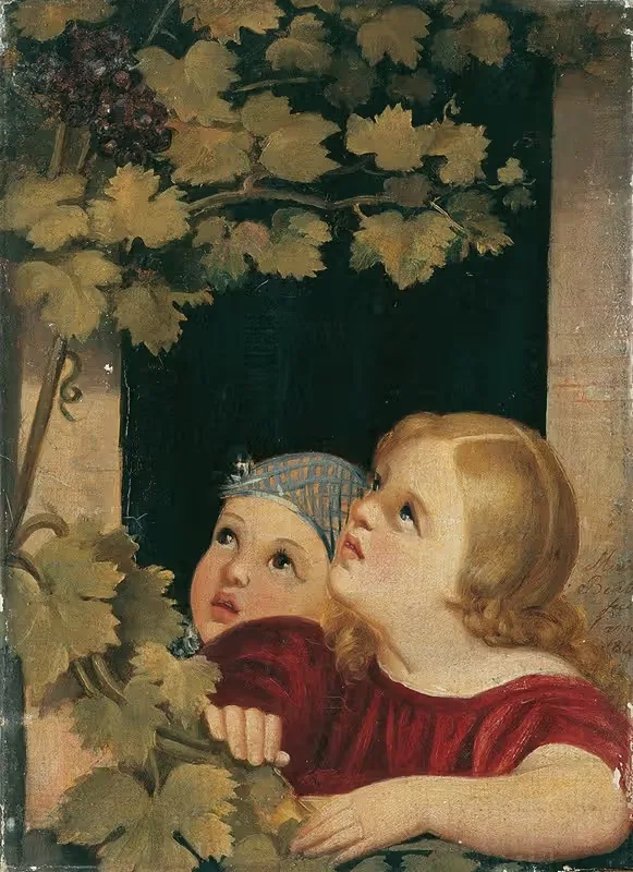 Два ребенка у окна by Мария Беатриче, 1840 — digital art print download