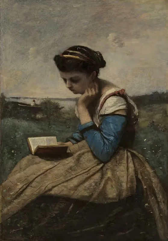 Женщина с книгой by Жан-Батист-Камиль Коро, 1869 — digital art print download