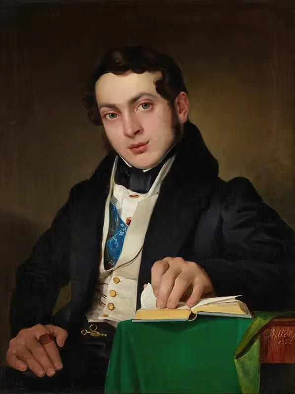 Сидящий молодой человек в черном пальто by Эдуард Риттер, 1835 — digital art print download