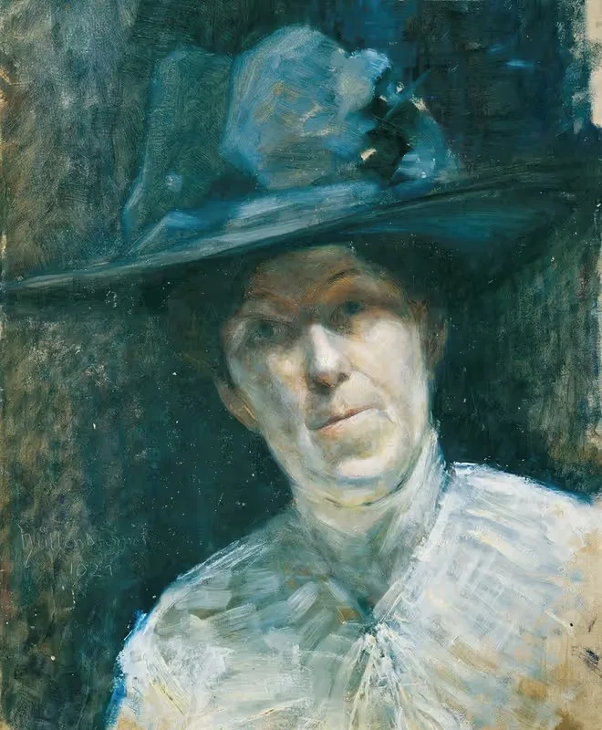 Dame mit blauem Hut by Ernestine von Hüttenbrenner, 1921 — digital art print download