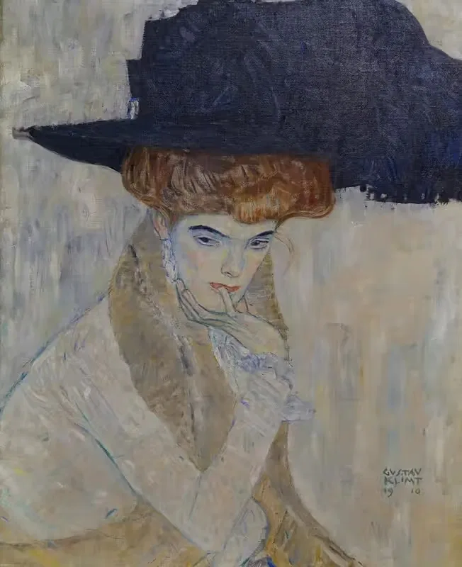 The Black-Feathered Hat by Gustav Klimt, 1910 — digital art print download