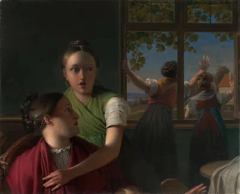 Четыре девушки в комнате by Иоганн Петер Крафт, 1816-1819 — digital art print download