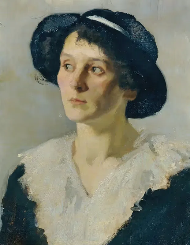 Дама в чёрной шляпе by Йозеф Вавра, 1925-1930 — digital art print download