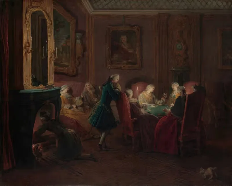 Card Players in a Drawing Room — Pierre Louis Dumesnil the Younger