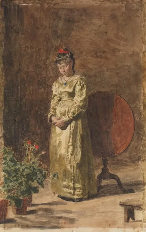 Молодая девушка, медитирующая by Томас Икинс, 1877 — digital art print download