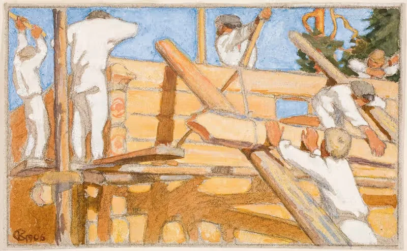 A House of Stout Logs — Akseli Gallen-Kallela